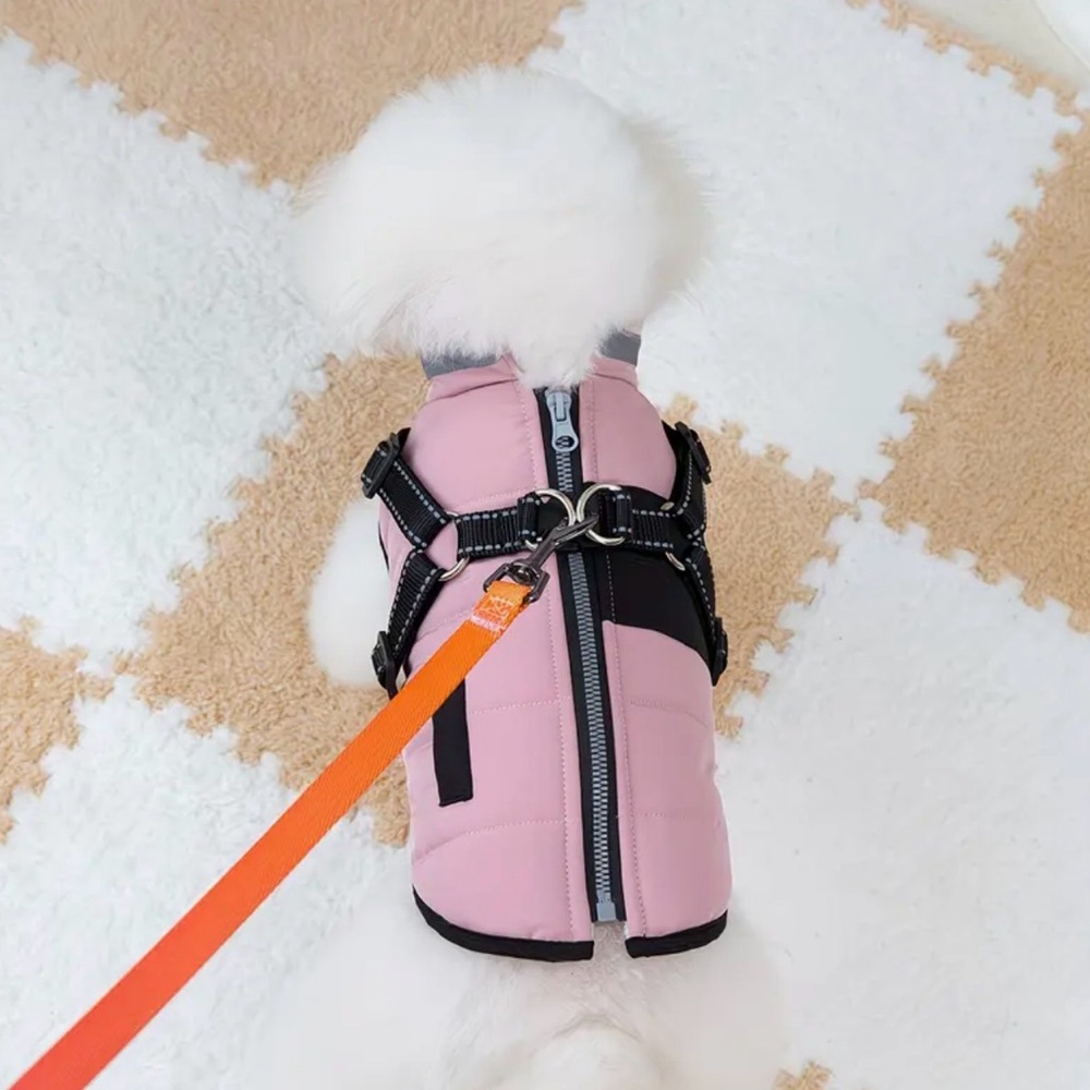 Blue and Black Pet Dog or Cat Puffer Jacket Vest with Night Reflectors - Picture 10 of 12